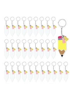 120 Pcs Acrylic Pencil Keychains with Key Rings, Tassels Key Chain for Craft, Bulk Keychain Rings, Acrylic Keychain Rings Key Chain Kit