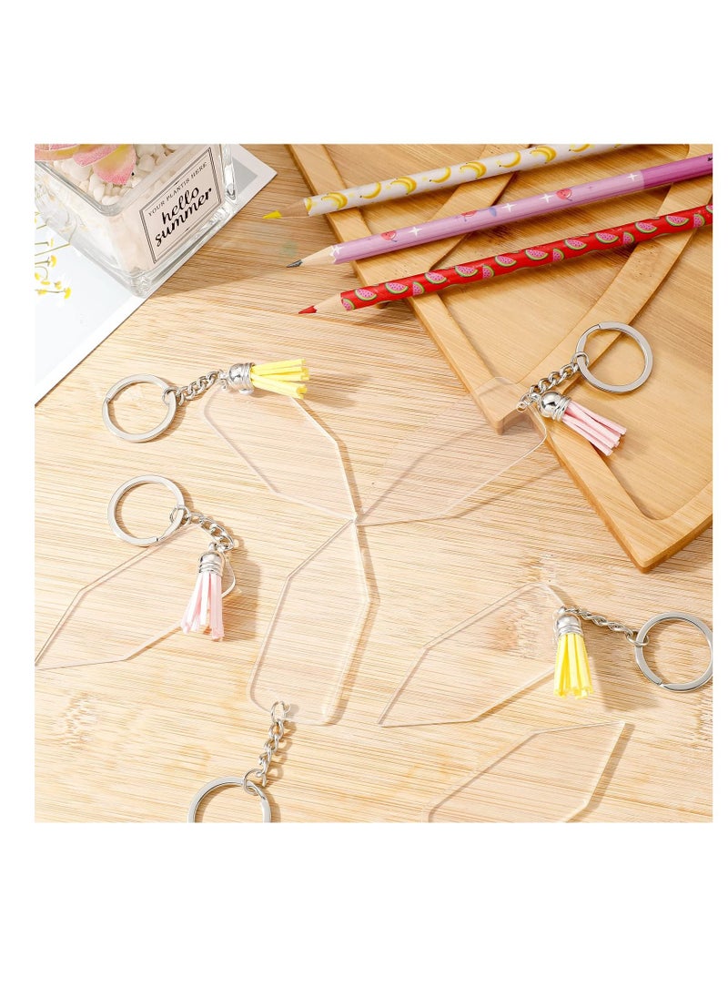 SYOSI - 120 Pcs Acrylic Pencil Keychains with Key Rings, Tassels Key Chain for Craft, Bulk Keychain Rings, Acrylic Keychain Rings Key Chain Kit - Image 1