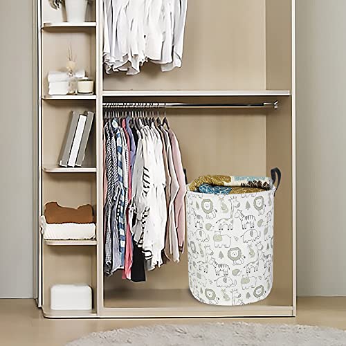 CLOCOR Baby Laundry Basket,Collapsible Kids Toys Storage Baskets,Nursery Hamper for Boys and Girls,Jungle Bedroom Decor,Gift Basket（Green Animals - Image 4