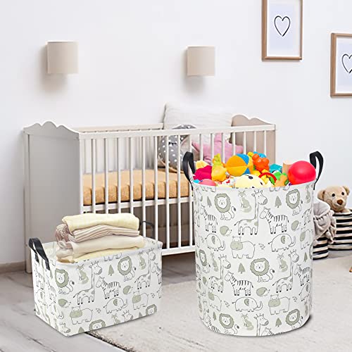 CLOCOR Baby Laundry Basket,Collapsible Kids Toys Storage Baskets,Nursery Hamper for Boys and Girls,Jungle Bedroom Decor,Gift Basket（Green Animals - Image 3