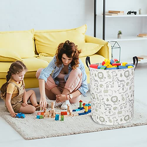 CLOCOR Baby Laundry Basket,Collapsible Kids Toys Storage Baskets,Nursery Hamper for Boys and Girls,Jungle Bedroom Decor,Gift Basket（Green Animals - Image 2