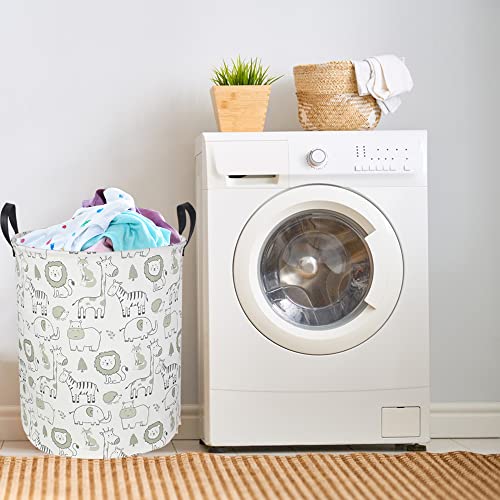 CLOCOR Baby Laundry Basket,Collapsible Kids Toys Storage Baskets,Nursery Hamper for Boys and Girls,Jungle Bedroom Decor,Gift Basket（Green Animals - Image 5