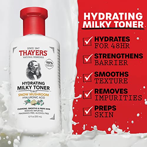 THAYERS تونر الوجه الحليبي من ثايرز مع فطر الثلج وحمض الهيالورونيك - تونر طبيعي لطيف للوجه، موصى به من قبل أطباء الجلد للبشرة الجافة والحساسة، عبوة 85 أوقية × 2 - Image 3