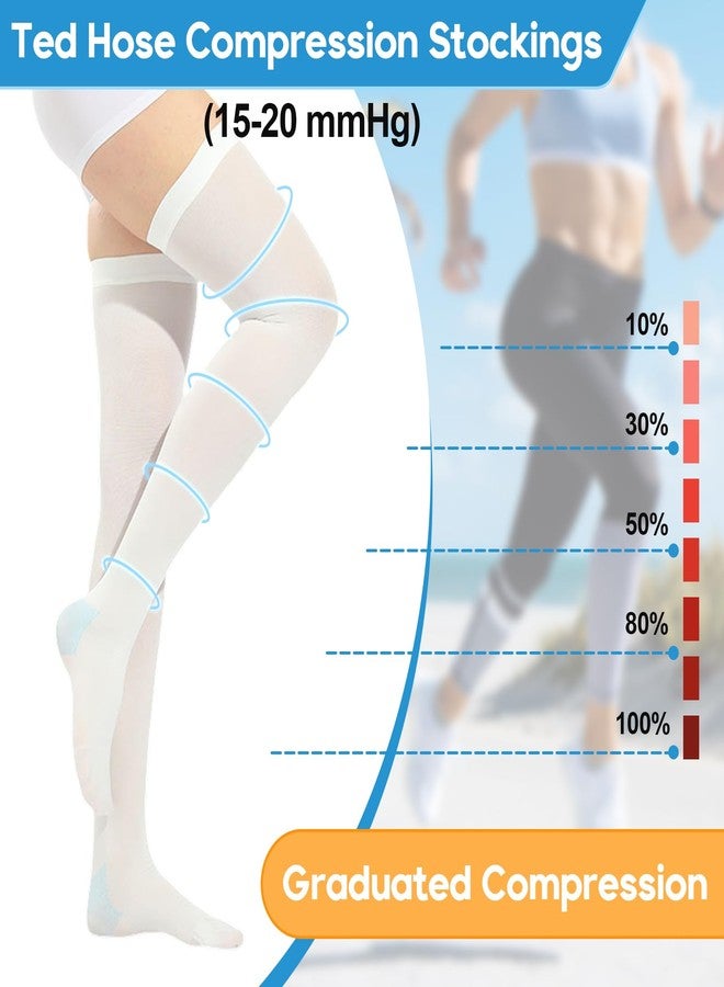 Sagry 2Pairs Ted Hose Compression Stockings for Women and Men, Anti Embolism Compression Stockings, Surgical Compression Stocking, 15-20 mmHg Compression TED Hose with Inspect Toe Hole (Thigh High, XL) - Image 3