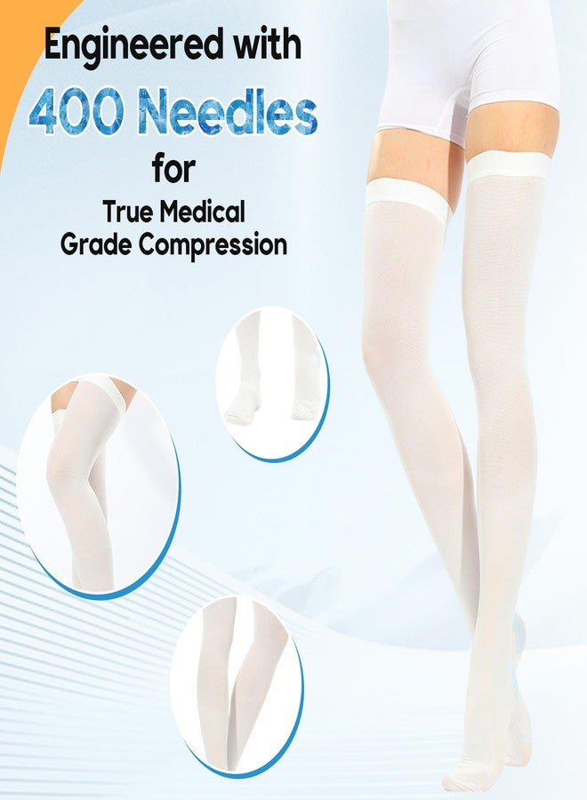 Sagry 2Pairs Ted Hose Compression Stockings for Women and Men, Anti Embolism Compression Stockings, Surgical Compression Stocking, 15-20 mmHg Compression TED Hose with Inspect Toe Hole (Thigh High, XL) - Image 4