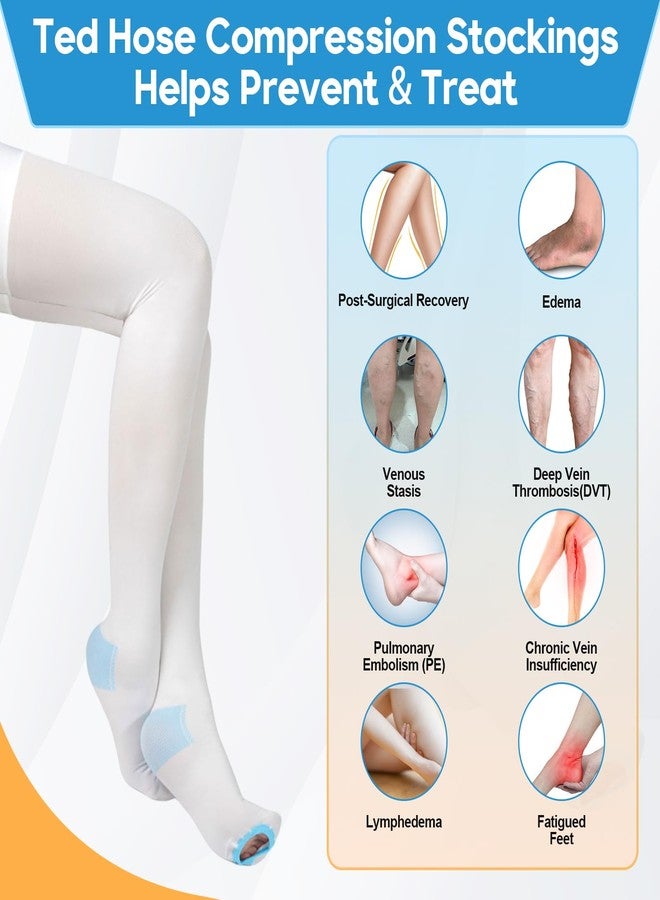 Sagry 2Pairs Ted Hose Compression Stockings for Women and Men, Anti Embolism Compression Stockings, Surgical Compression Stocking, 15-20 mmHg Compression TED Hose with Inspect Toe Hole (Thigh High, XL) - Image 5