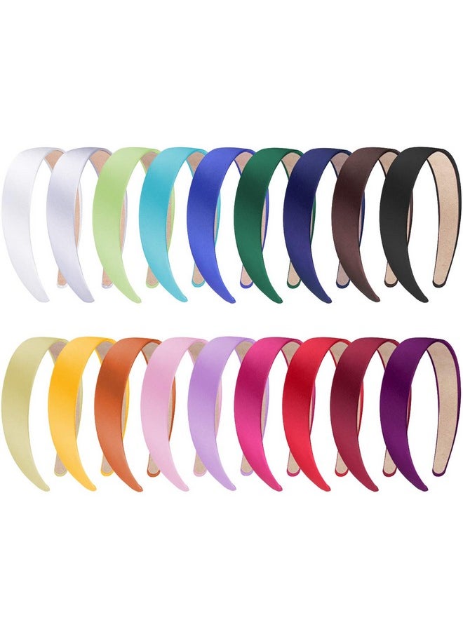 SIQUK Iquk 18 Pieces Satin Headbands 1 Inch Wide Nonslip Headband Colorful Diy Headbands For Women And Girls 18 Colors  - Image 1