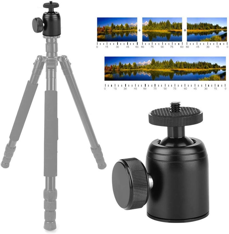 Tripod Ball Head, Ball Head K26 3.5x3.5x5.8cm Black Aluminum Alloy 360° Rotatable Monopod Panoramic Ball Head Mini Tripod with 1/4 Inch Mount for Mirrorless Camera, SLR Camera - Image 2