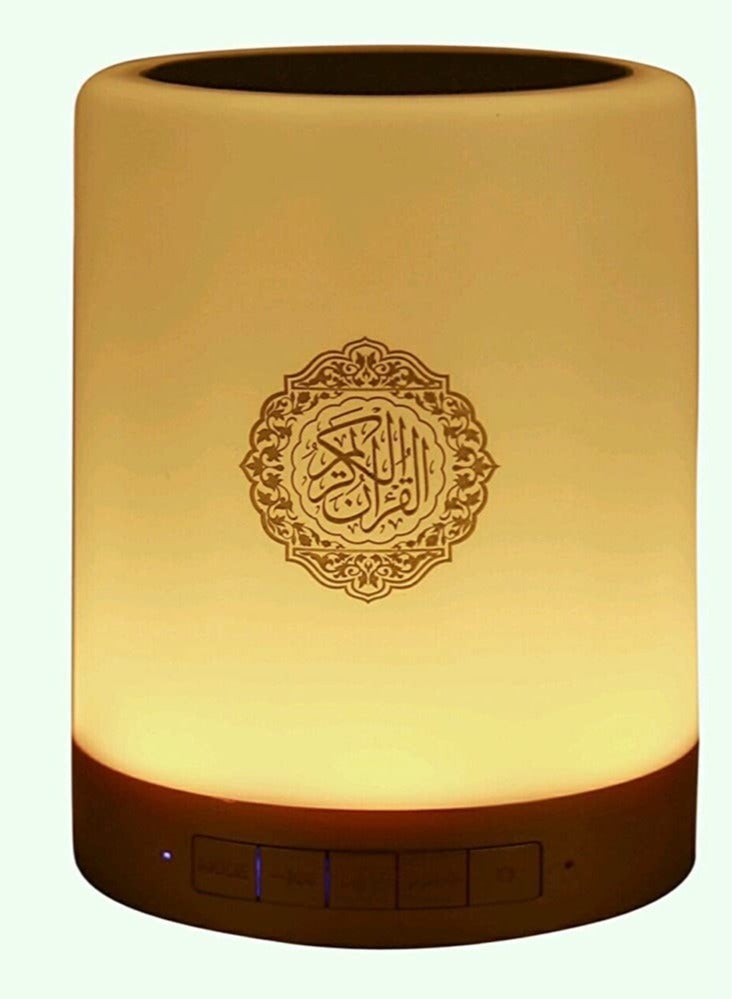 مصباح LED ذكي باللمس Sq112 مع مكبر صوت بلوتوث مع جهاز تحكم عن بعد، قابل لإعادة الشحن مع تلاوات كاملة من أئمة مشهورين وترجمة القرآن بعدة لغات - RGB - Image 1