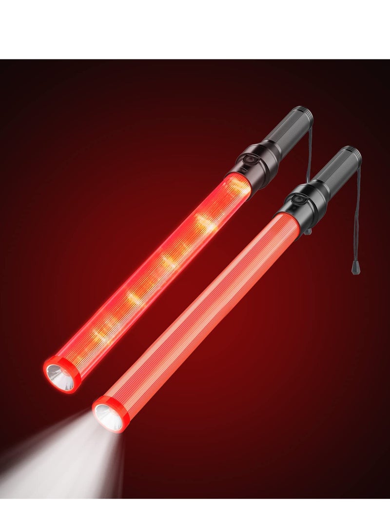 Traffic Wand 21inch LED Traffic Control Baton Night Safety Signal Wand with 3 Flashing Modes Air Marshaling Signal Wand Plus White LED on Tip for Airport Car Directing Outdoor Camping 2Pcs - Image 2