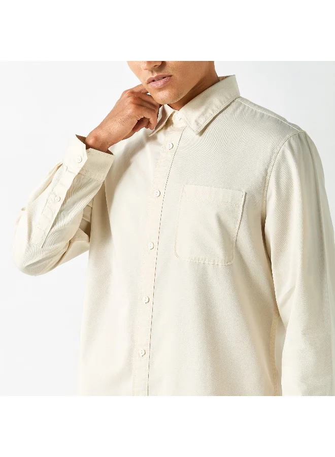 Lee Cooper Lee Cooper Solid Shirt with Pocket and Long Sleeves