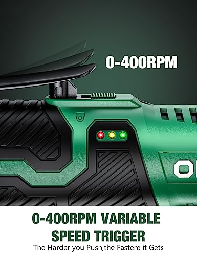 KIMO Cordless Electric Ratchet Wrench Set, 40Ft-lbs, 400RPM, 12V Cordless Ratchet Wrench 3/8" w/ 60-Min Charger, 7Sockets, 1/4" Adapter, Forward/Reverse Switch, 2x2.0Ah Battery, Variable Speed Trigger - Image 4