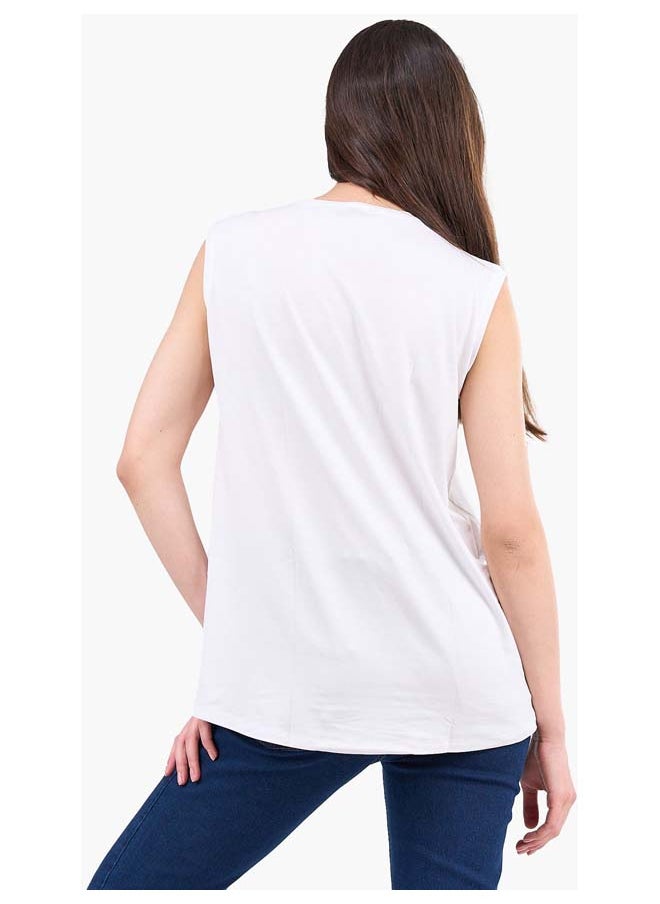 Clue Sleeveless Viscose T-Shirt  - Image 3