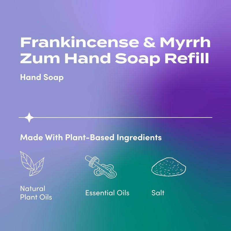 ZUM صابون يد زوم إنديغو وايلد - صابون يد سائل طبيعي - للحمام والمطبخ - رائحة اللبان والمر - 32 أونصة إعادة تعبئة - Image 2