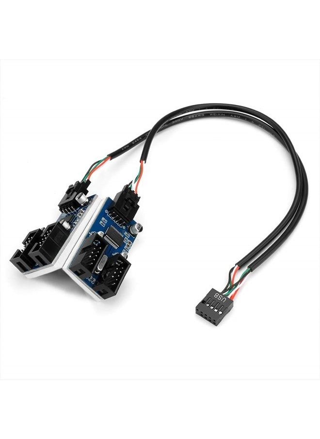 9pin USB Header Male 1 to 4 Female Extension Card USB 2.0 Splitter Cable Connector for Motherboard, Adapter Port Multiplier for CPU, WiFi Receiver, Fans, and RGB Light …
