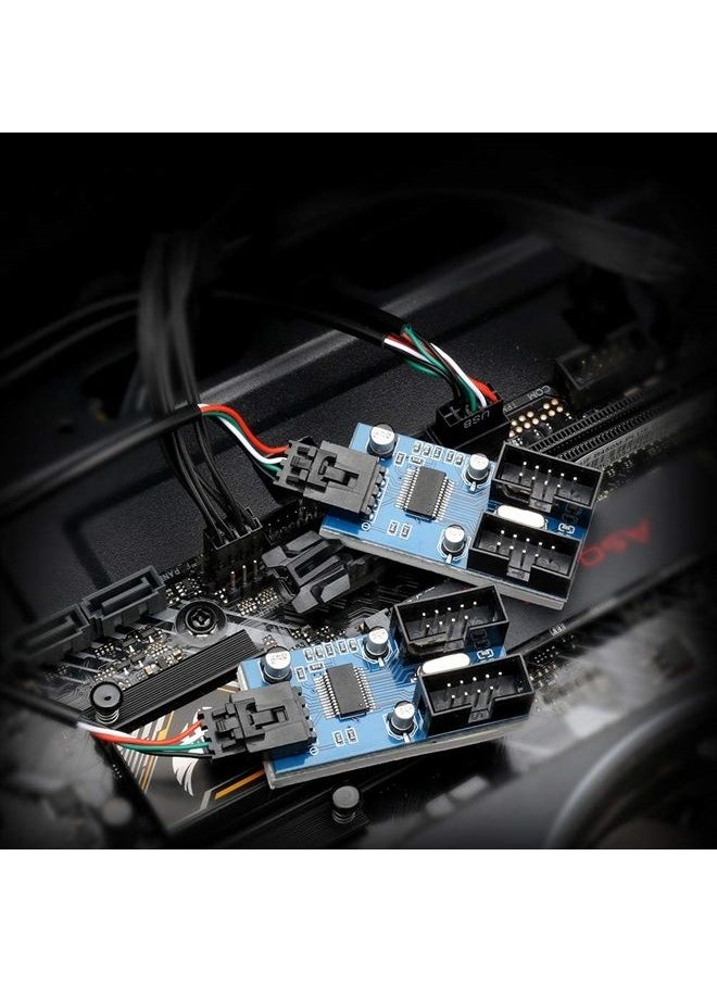 9pin USB Header Male 1 to 4 Female Extension Card USB 2.0 Splitter Cable Connector for Motherboard, Adapter Port Multiplier for CPU, WiFi Receiver, Fans, and RGB Light …