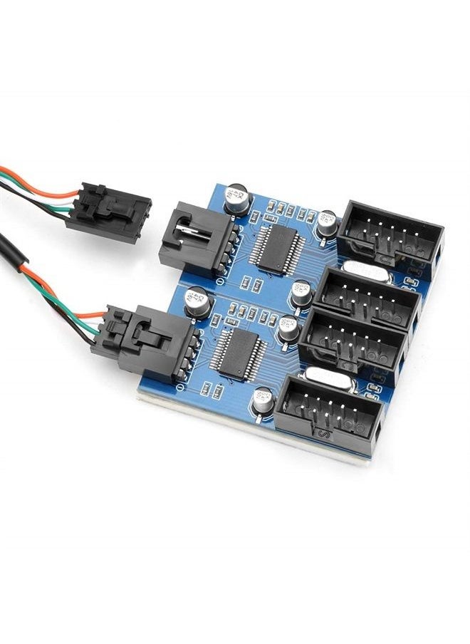 9pin USB Header Male 1 to 4 Female Extension Card USB 2.0 Splitter Cable Connector for Motherboard, Adapter Port Multiplier for CPU, WiFi Receiver, Fans, and RGB Light …