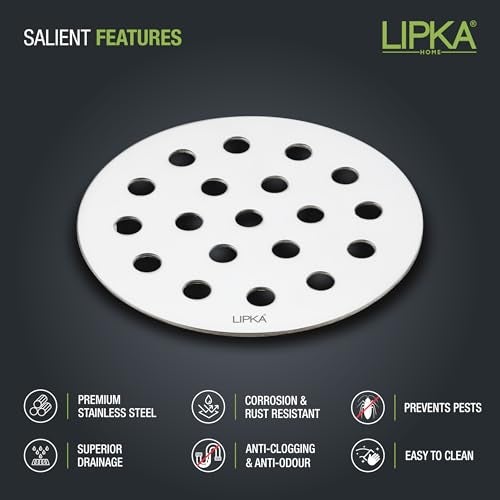 LIPKA Stainless Steel Drain Jali Cover – 3 Inch Round Bathroom Floor Drain Strainer, Anti-Clog Water Outlet Cover, Rust-Proof Drainage Jali for Kitchen, Balcony, Shower, Bathroom Pack of 4 - Image 3