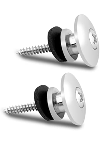 Bogart Guitar Strap Buttons Straplocks Tail Nail End Pins with Screws and Washers Flat Head for Acoustic Guitar Electric Guitar Bass Banjo Ukulele Set of 2pcs Chrome. - Image 2