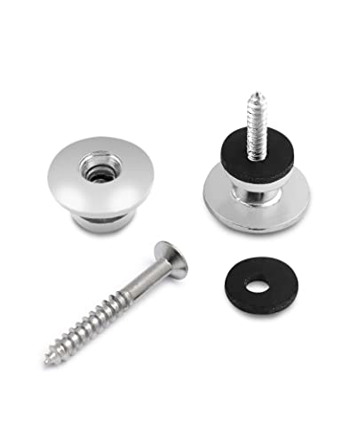 Bogart Guitar Strap Buttons Straplocks Tail Nail End Pins with Screws and Washers Flat Head for Acoustic Guitar Electric Guitar Bass Banjo Ukulele Set of 2pcs Chrome. - Image 4