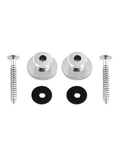 Bogart Guitar Strap Buttons Straplocks Tail Nail End Pins with Screws and Washers Flat Head for Acoustic Guitar Electric Guitar Bass Banjo Ukulele Set of 2pcs Chrome. - Image 3