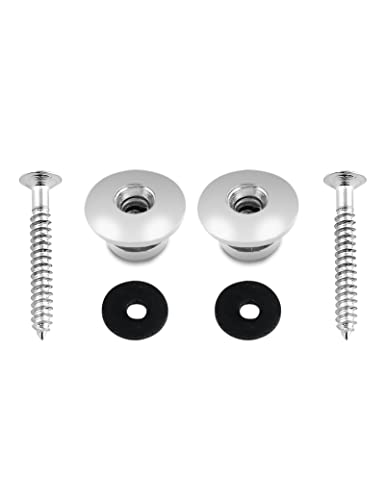 Bogart Guitar Strap Buttons Straplocks Tail Nail End Pins with Screws and Washers Flat Head for Acoustic Guitar Electric Guitar Bass Banjo Ukulele Set of 2pcs Chrome. - Image 1