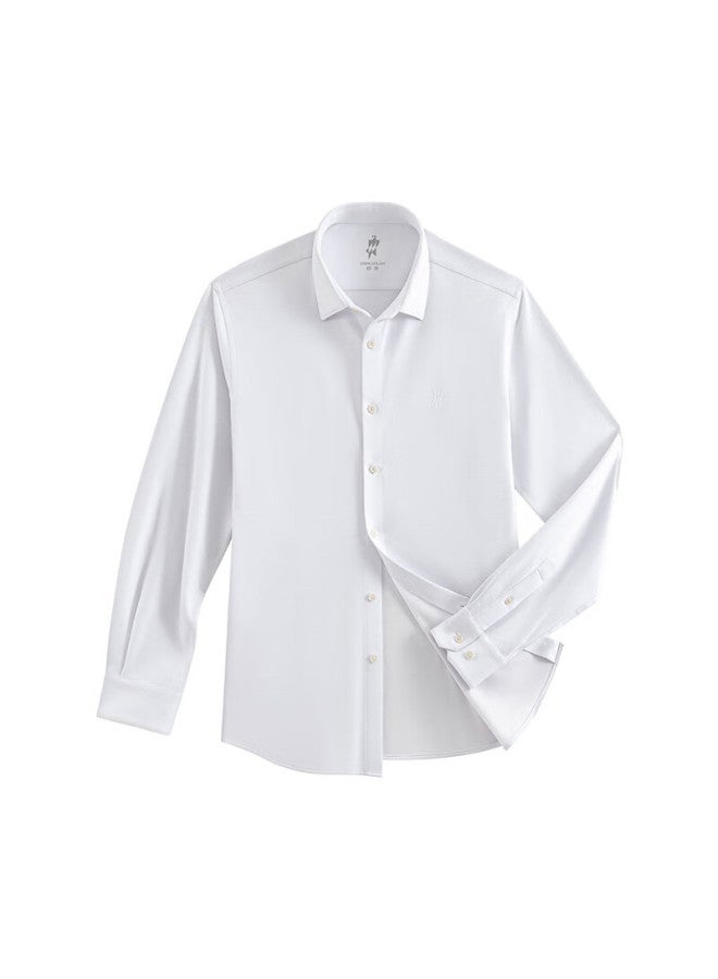Ouding First Class High Elastic Shirt Men's Pearl White Wrinkle-free Long Sleeve Shirt High-end Luxury Shirt Pearl White 39 - Image 4