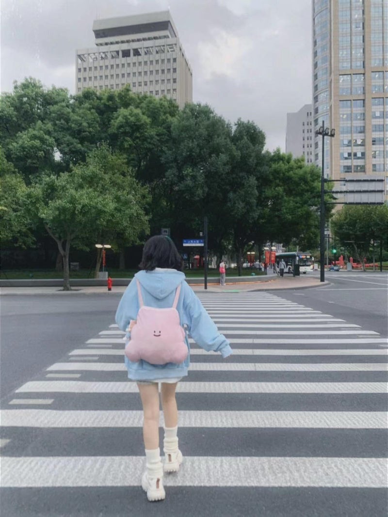 OATSBAS Kawaii Zip Up Hoodie Women Cute Cartoon Embroidery Oversized Pullover Sweatshirt Harajuku Kawaii Hooded Top (Small,Blue-Thick) - Image 5