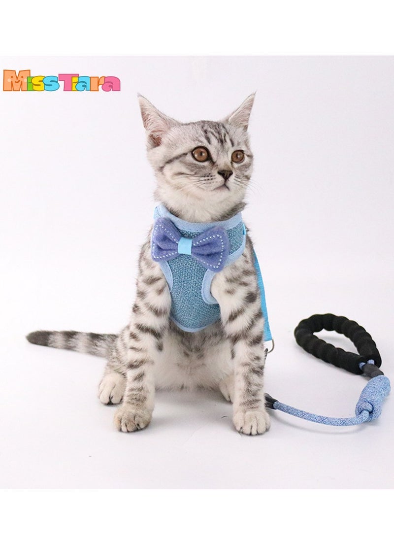 Anti-breakaway And Adjustable Cat Harness Blue Bow Tie Vest Style Cat Leash Suitable for cats 5-15 pounds Rope Length 115cm - pzsku/ZDB8E56819E2418B986C5Z/45/_/1701163387/ef844059-7104-4db0-85f2-ac267ce49336