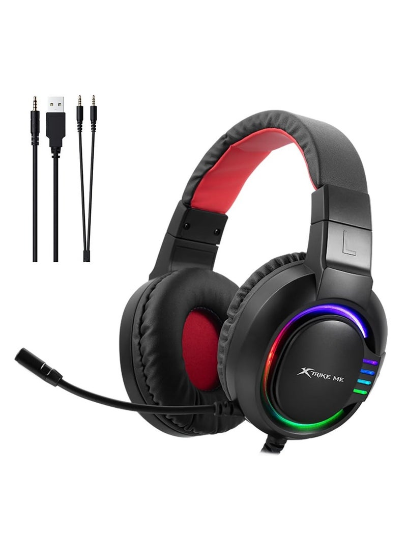 Xtrike Me GH-405 Gaming Headset - High-Quality Stereo Sound - RGB Lighting - Black - Image 1