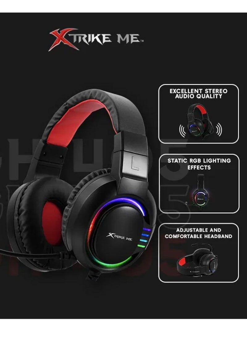 Xtrike Me GH-405 Gaming Headset - High-Quality Stereo Sound - RGB Lighting - Black - Image 5