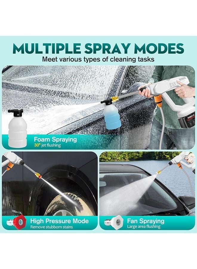 Arabest Portable Car Wash Electric High Pressure Cleaner With Rechargeable Battery Foam Bottle Nozzle Hose For Car Wash Watering Flowers Cleaning Floor - Image 3