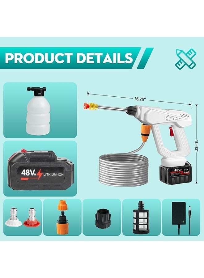 Arabest Portable Car Wash Electric High Pressure Cleaner With Rechargeable Battery Foam Bottle Nozzle Hose For Car Wash Watering Flowers Cleaning Floor - Image 4