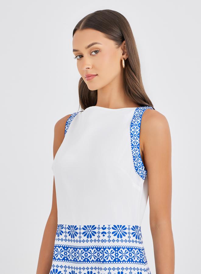 Styli Aztec Digital Print Sleeveless A-Line Maxi Dress - Image 4