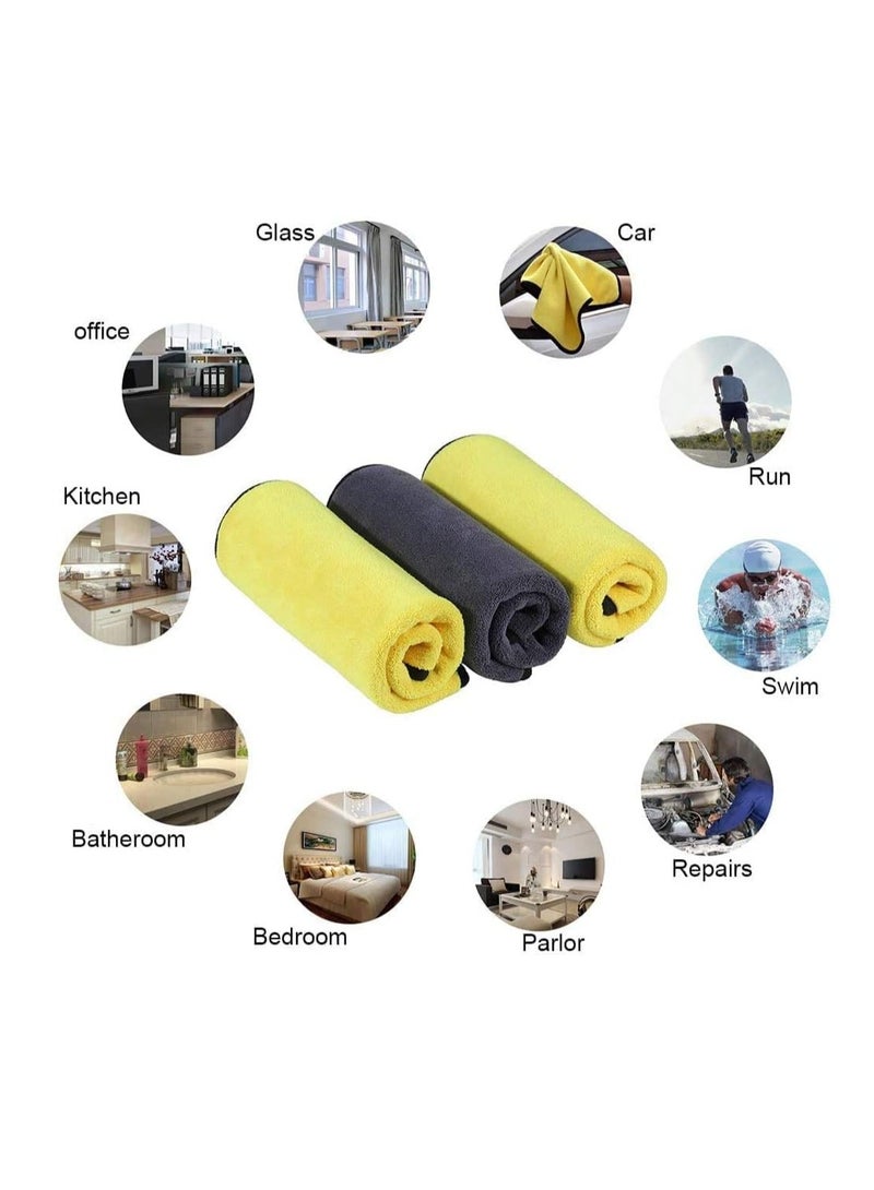 ECVV مناديل تنظيف السيارات المصنوعة من الألياف الدقيقة من ECVV، خالية من الوبر، ذات طبقتين أو غسيل تلميع - 30 × 30 سم - عبوة من 3 قطع - Image 5