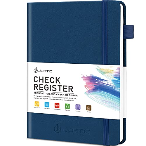 JUBTIC A5 Check Registers for Personal Checkbook, Ledger Transaction Registers Log Book for Small Business. Track Payments, Finances, Deposits, Debit Card and Bank Account - Blue - Image 1
