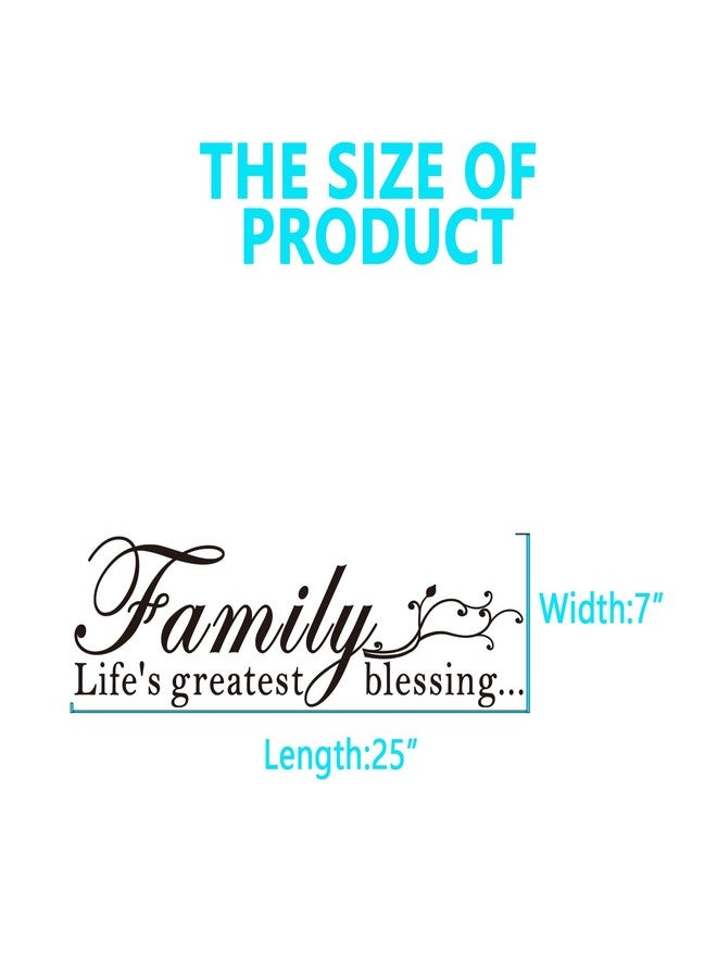 AnFigure Inspirational Family Wall Stickers for Bedroom: Home Quotes Motivational Vinyl Art Wall Decals for Living Room Kitchen Apartment Bathroom - Family Life's Greatest Blessing 25" X 7" - Image 3