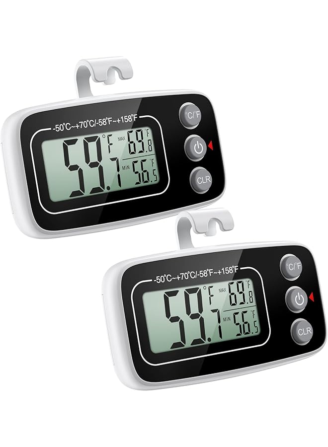 erorex Refrigerator Thermometer New Version 2 Pack Digital Freezer Thermometer Fridge Thermometer With Magnetic Back Lcd Display Max Min Function 3 Mounting Options For Kitchen Home Restaurants - Image 1