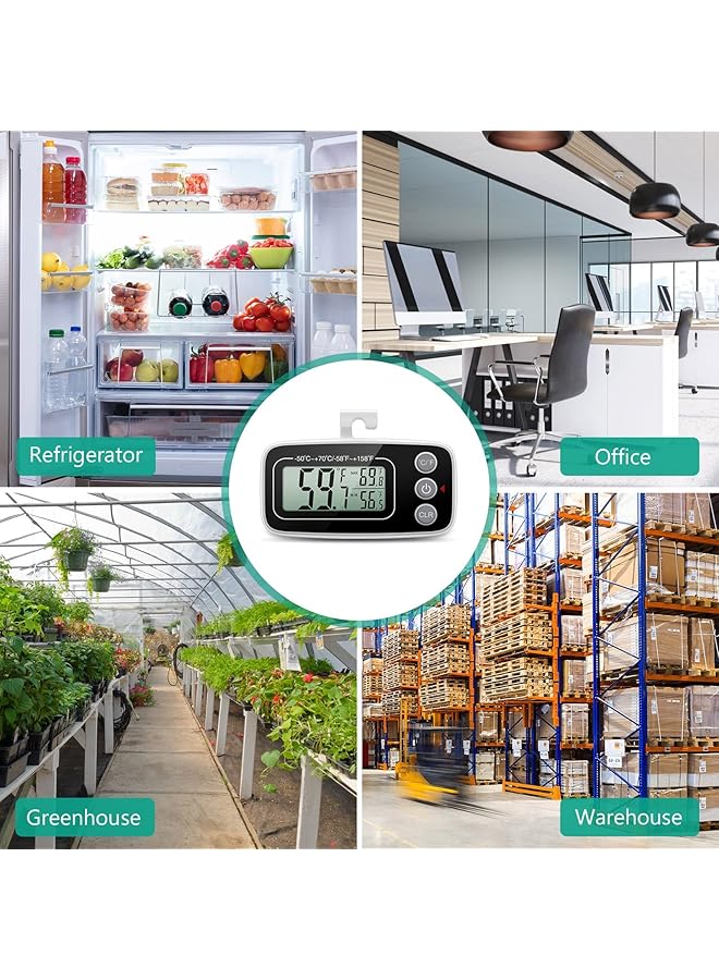 erorex Refrigerator Thermometer New Version 2 Pack Digital Freezer Thermometer Fridge Thermometer With Magnetic Back Lcd Display Max Min Function 3 Mounting Options For Kitchen Home Restaurants - Image 4