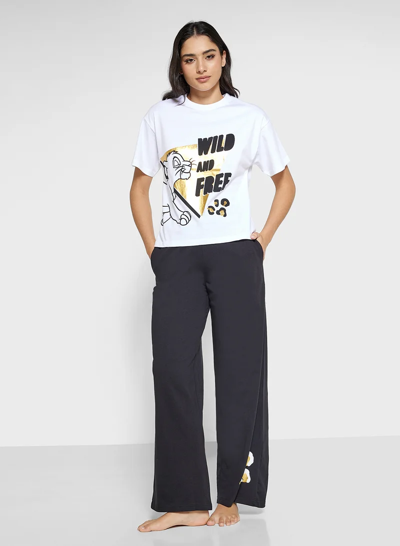 Disney Simba Graphic T-Shirt & Pyjama Set