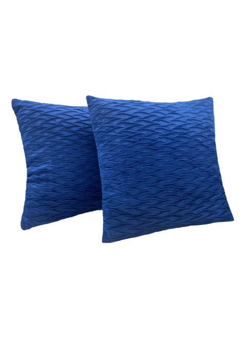 Velvet Sofa Decorative Cushion Pillowcase 2 Pcs Set (No Inserts Include) Soft Modern Style Suitable for Home Decoration Such as Car Sofas, Beds, Benches Etc(18 * 18 Inch) (Blue)