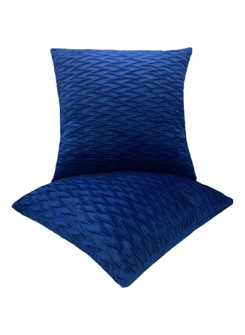 Velvet Sofa Decorative Cushion Pillowcase 2 Pcs Set (No Inserts Include) Soft Modern Style Suitable for Home Decoration Such as Car Sofas, Beds, Benches Etc(18 * 18 Inch) (Blue)
