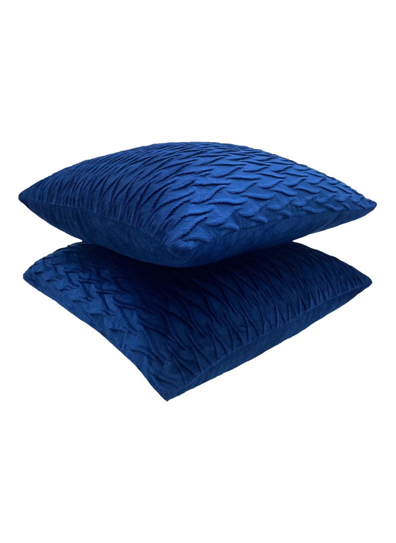 Velvet Sofa Decorative Cushion Pillowcase 2 Pcs Set (No Inserts Include) Soft Modern Style Suitable for Home Decoration Such as Car Sofas, Beds, Benches Etc(18 * 18 Inch) (Blue)