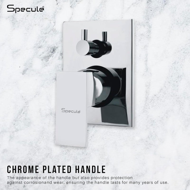 Specule Brass Concealed Body High Flow Diverter Full set With SS304 Grade 8Inch Overhead Shower and Bath Tub Spout Chrome Cubix - Image 3