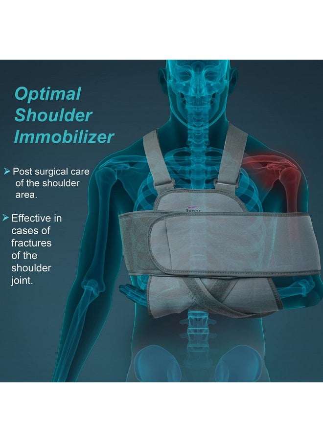 Tynor Universal Shoulder Immobiliser, for Kids | Provides Support & Stabilization for Shoulder Injuries | Comfortable, Adjustable Design for Children | Pack of 1 (Child Size, Grey)
