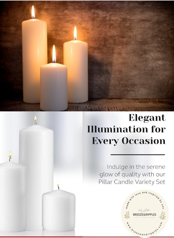 Breeze & Ripplez - Breeze & Ripplez™ Set of 3 Pcs Unscented Pillar Candles Small Medium and Large Size Suitable for Home Decoration Wedding Parties Thanks Giving Wrapped with Brown Craft Gifting Paper and Tied with Natural Jute Rope - Image 1