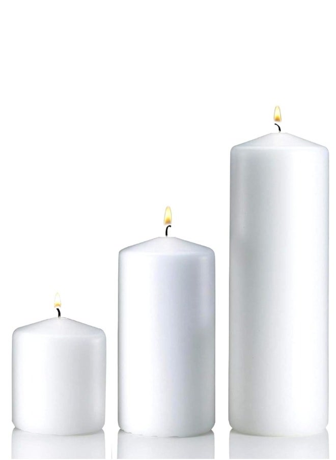 Breeze & Ripplez - Breeze & Ripplez™ Set of 3 Pcs Unscented Pillar Candles Small Medium and Large Size Suitable for Home Decoration Wedding Parties Thanks Giving Wrapped with Brown Craft Gifting Paper and Tied with Natural Jute Rope - Image 1