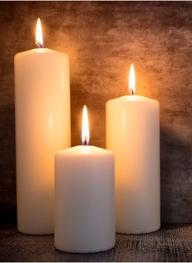 Breeze & Ripplez - Breeze & Ripplez™ Set of 3 Pcs Unscented Pillar Candles Small Medium and Large Size Suitable for Home Decoration Wedding Parties Thanks Giving Wrapped with Brown Craft Gifting Paper and Tied with Natural Jute Rope - Image 1