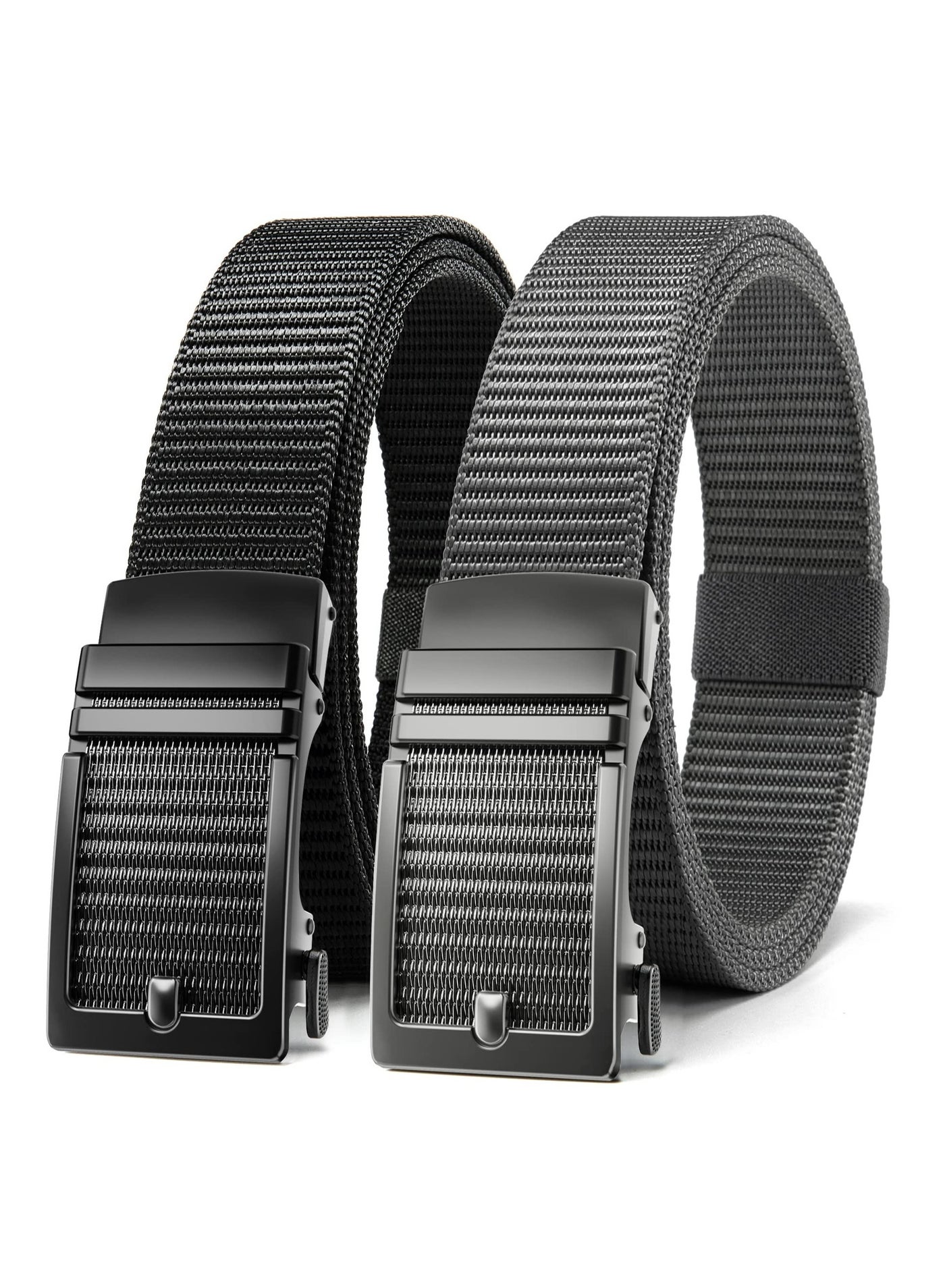 Ratchet Belt for Men 2 Pack - Nylon Mens Belts Casual 1 3/8" - Outside Tail Golf Belt Easier to Tighten for Casual Golf Pants Jeans Shirt Oxfords(120 CM)