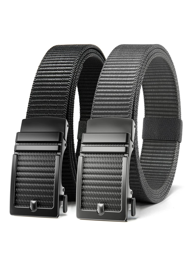 SYOSI Ratchet Belt for Men 2 Pack - Nylon Mens Belts Casual 1 3/8" - Outside Tail Golf Belt Easier to Tighten for Casual Golf Pants Jeans Shirt Oxfords（120 CM） - Image 1